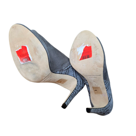 SIGERSON MORRISON Maitee Gray Suede Croc Print Open Toe Heels Booties 8B - Picture 8 of 9